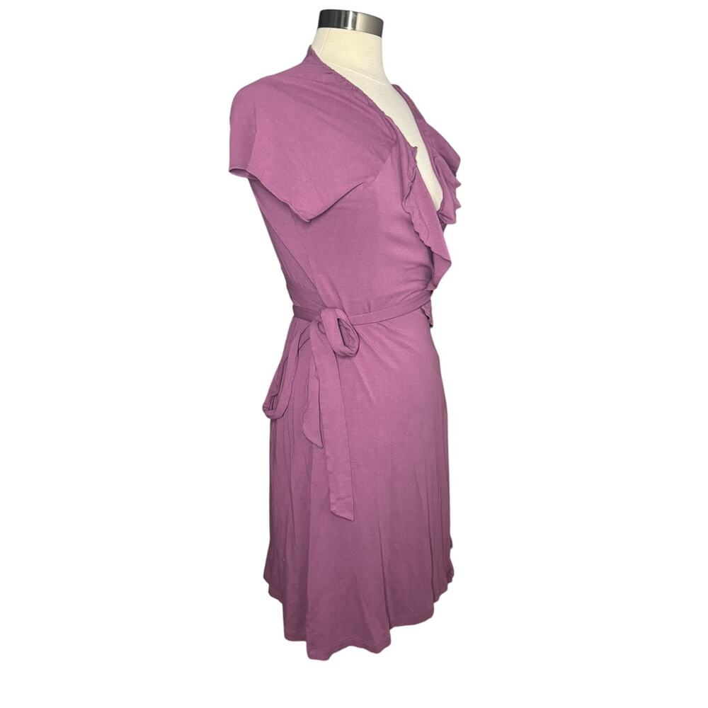 Banana Republic Purple Ruffle Wrap Dress Women's M Petite Romantic - Picture 3 of 9